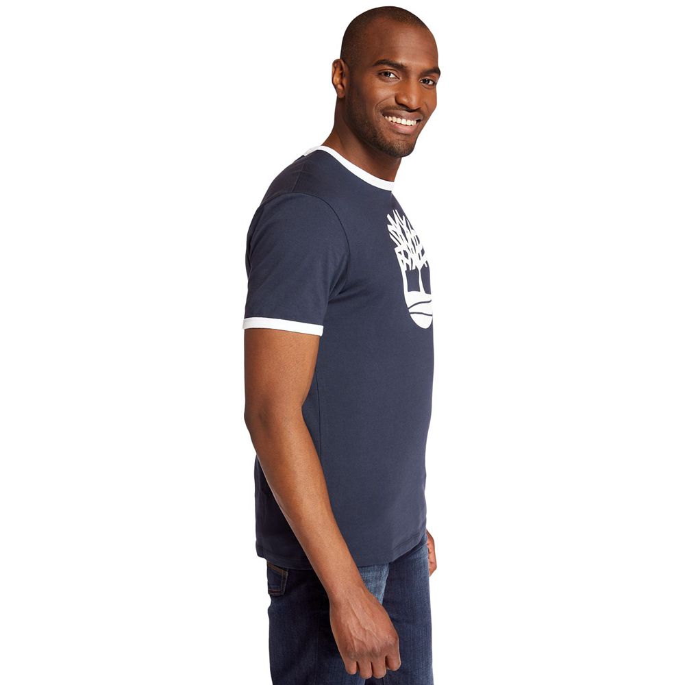 Camisetas Masculino - Timberland Tree Logo Ringer - KRWCM5738 - Azul Marinho